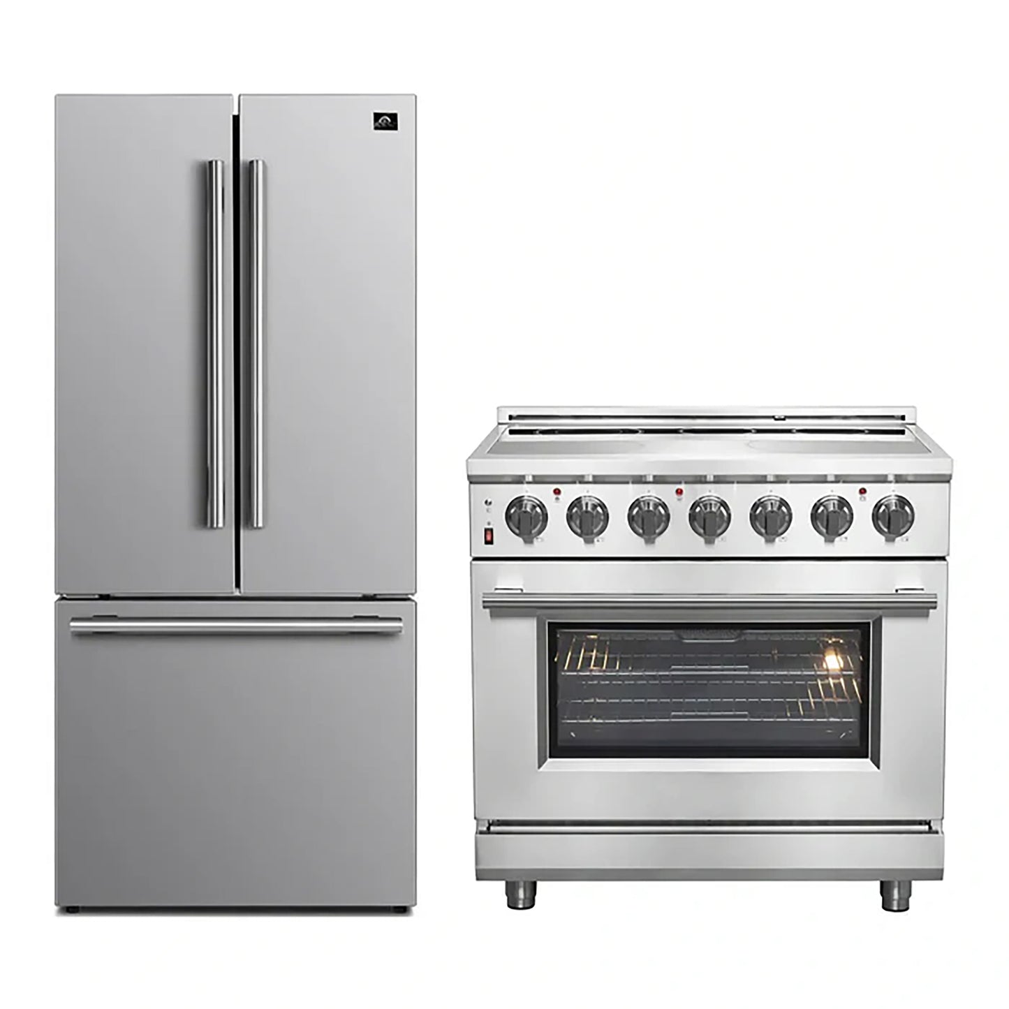 FORNO 2-Piece SS Kitchen Bundle - 36" Electric Range and 31" Bottom Freezer Refrigerator