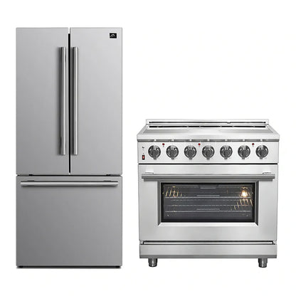 FORNO 2-Piece SS Kitchen Bundle - 36" Electric Range and 31" Bottom Freezer Refrigerator