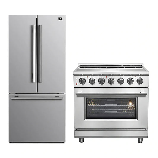 FORNO 2-Piece SS Kitchen Bundle - 36" Electric Range and 31" Bottom Freezer Refrigerator