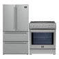 FORNO 2-Piece SS Kitchen Bundle - 30" Induction Range and 36" Bottom Freezer Refrigerator