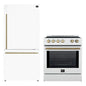 FORNO 2-Piece White Kitchen Bundle - 30" Induction Range and 31" Bottom Freezer Refrigerator