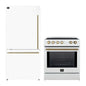 FORNO 2-Piece White Kitchen Bundle - 30" Induction Range and 31" Bottom Freezer Refrigerator