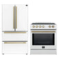 FORNO 2-Piece White Kitchen Bundle - 30" Induction Range and 36" Bottom Freezer Refrigerator