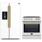 FORNO 2-Piece White Kitchen Bundle - 30" Induction Range and 36" Bottom Freezer Refrigerator