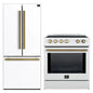 FORNO 2-Piece White Kitchen Bundle - 30" Induction Range and 31" Bottom Freezer Refrigerator
