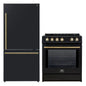 FORNO 2-Piece Black Kitchen Bundle - 30" Induction Range and 31" Bottom Freezer Refrigerator