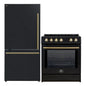 FORNO 2-Piece Black Kitchen Bundle - 30" Induction Range and 31" Bottom Freezer Refrigerator