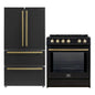 FORNO 2-Piece Black Kitchen Bundle - 30" Induction Range and 36" Bottom Freezer Refrigerator