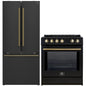 FORNO 2-Piece Black Kitchen Bundle - 30" Induction Range and 31" Bottom Freezer Refrigerator