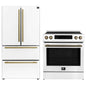 FORNO 2-Piece White Kitchen Bundle - 30" Induction Range and 36" Bottom Freezer Refrigerator