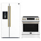 FORNO 2-Piece White Kitchen Bundle - 30" Induction Range and 36" Bottom Freezer Refrigerator