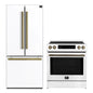 FORNO 2-Piece White Kitchen Bundle - 30" Induction Range and 31" Bottom Freezer Refrigerator