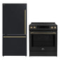 FORNO 2-Piece Black Kitchen Bundle - 30" Induction Range and 31" Bottom Freezer Refrigerator