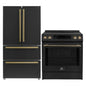 FORNO 2-Piece Black Kitchen Bundle - 30" Induction Range and 36" Bottom Freezer Refrigerator