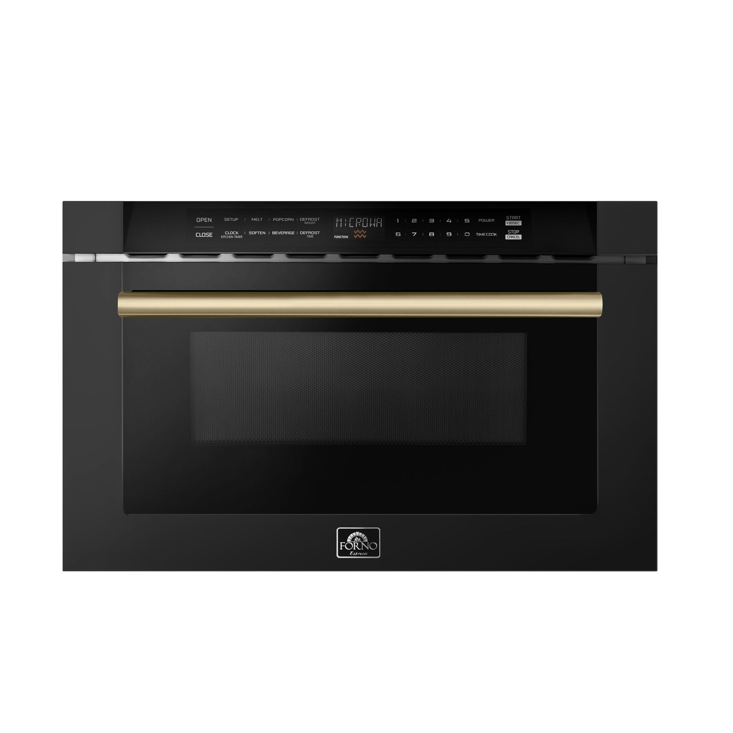 Forno Capoliveri Espresso 24-Inch Microwave Drawer, Black, 1.2 cu.ft, 1500 Watts, Built-In, Touch Control LCD Display, Auto-Touch Open/Close, 11 Power Levels, Sensor Cooking