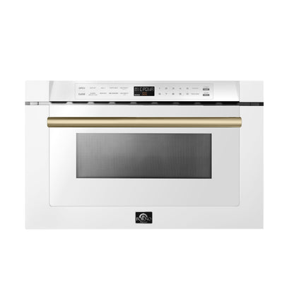 Forno Capoliveri Espresso 24-Inch Microwave Drawer, White, 1.2 cu.ft, 1500 Watts, Built-In, Touch Control LCD Display, Auto-Touch Open/Close, 11 Power Levels, Sensor Cooking