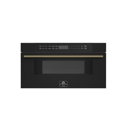 Forno Capoliveri Espresso 30-Inch Microwave Drawer, Black, 1.2 cu.ft, 1500 Watts, Built-In, Touch Control LCD Display, Auto-Touch Open/Close, 11 Power Levels, Sensor Cooking