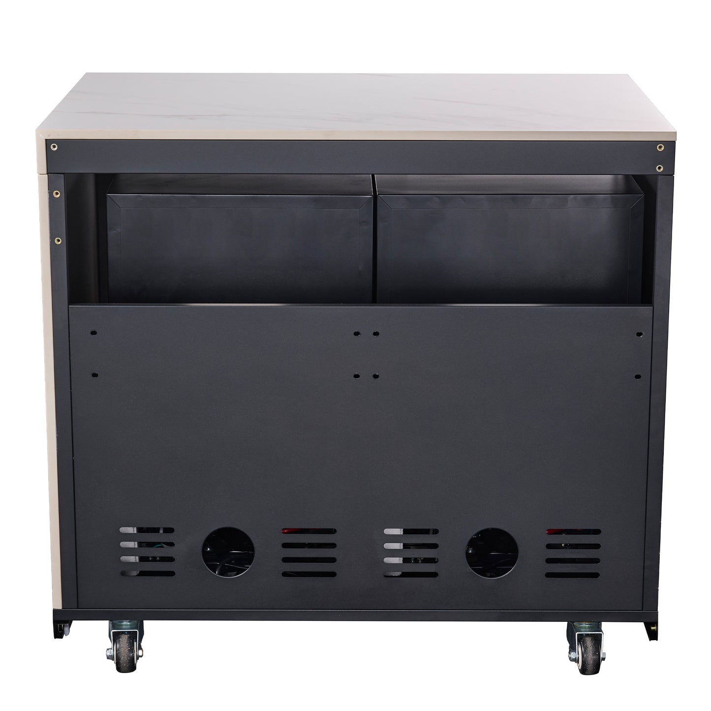 Forno Rimini Outdoor Kitchen: 30" BBQ 62,600 BTU, 4.8 cu.ft. Refrigerators, White Countertops