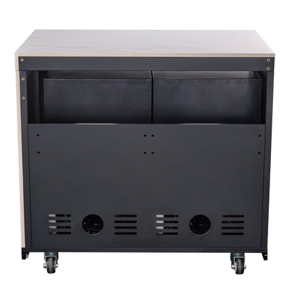 Forno Rimini Outdoor Kitchen: 30" BBQ 62,600 BTU, 4.8 cu.ft. Refrigerators, White Countertops