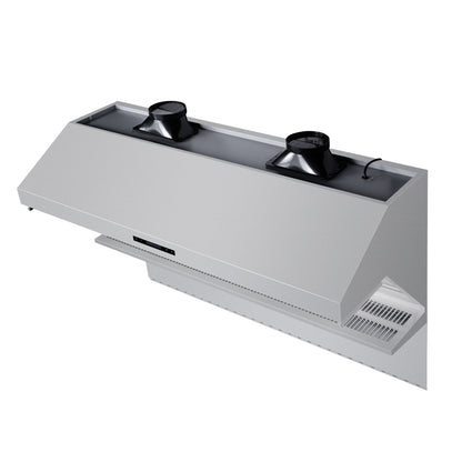 Savona 60-Inch Wall Mount Range Hood, Baffle Filters & Backsplash, Heating Lamps