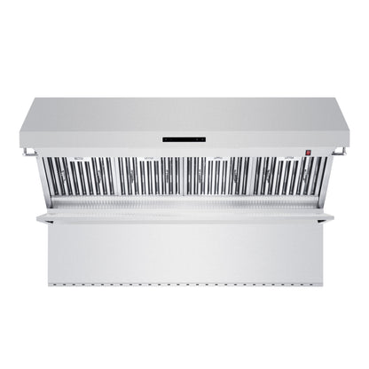 Savona 60-Inch Wall Mount Range Hood, Baffle Filters & Backsplash, Heating Lamps