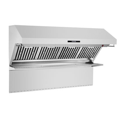 Savona 60-Inch Wall Mount Range Hood, Baffle Filters & Backsplash, Heating Lamps