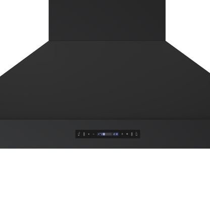 Forno Venezia 48 Inch Wall-Mounted Range Hood in Black with Antique Brass Accessories, Touch Controls and Baffle Filters
