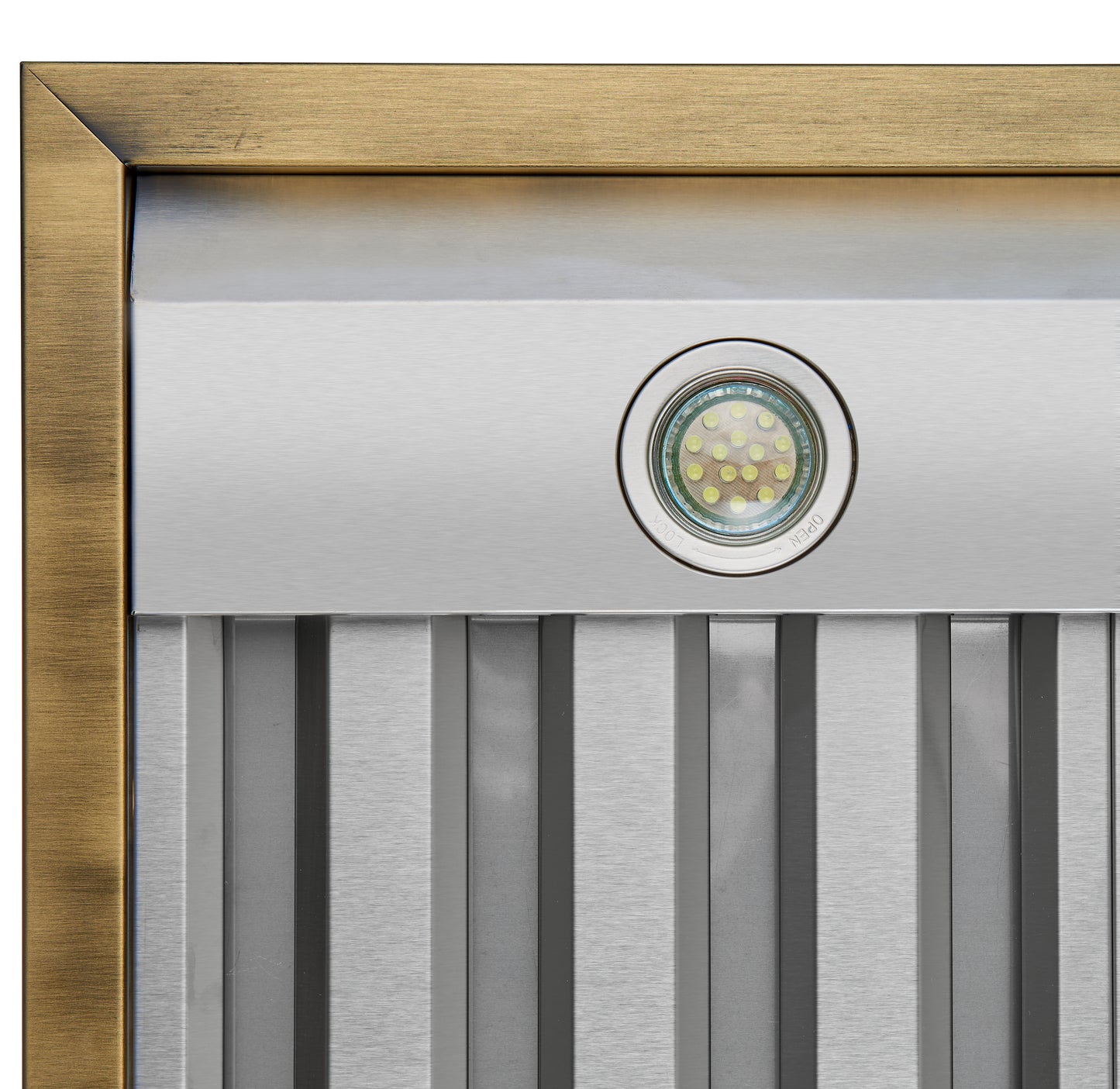 Forno Vittorio 36-Inch Wall Mount Range Hood, Black with Antique Brass Trim, 424 CFM Airflow, Dishwasher-Safe Baffle Filters, Remote Control, 3-Speed Fan, Bright LED Lighting.