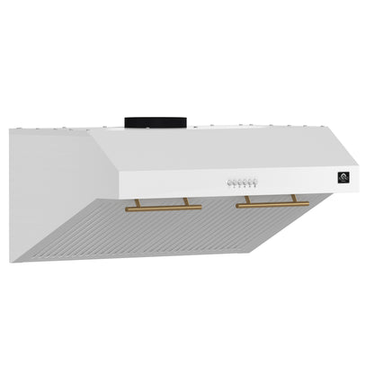 Forno Bari Espresso 30-Inch Under Cabinet Range Hood, White, 600 CFM, LED Lighting, Dishwasher-Safe Baffle Filters, 3-Speed Fan Control