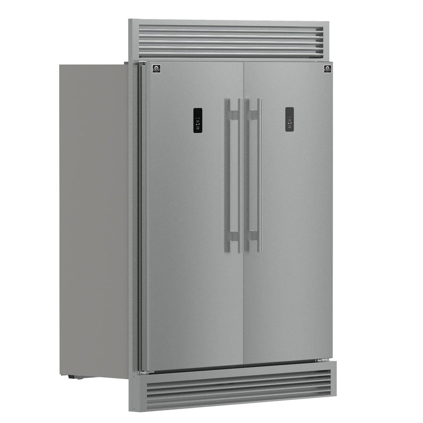 Forno Fortezza 60 Inch Convertible Refrigerator/Freezer with Trim Grill, Stainless Steel, Total No Frost, with Automatic Ice Maker