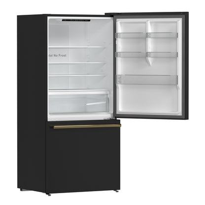 FORNO 2-Piece Black Kitchen Bundle - 30" Induction Range and 31" Bottom Freezer Refrigerator