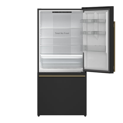FORNO 2-Piece Black Kitchen Bundle - 30" Induction Range and 31" Bottom Freezer Refrigerator