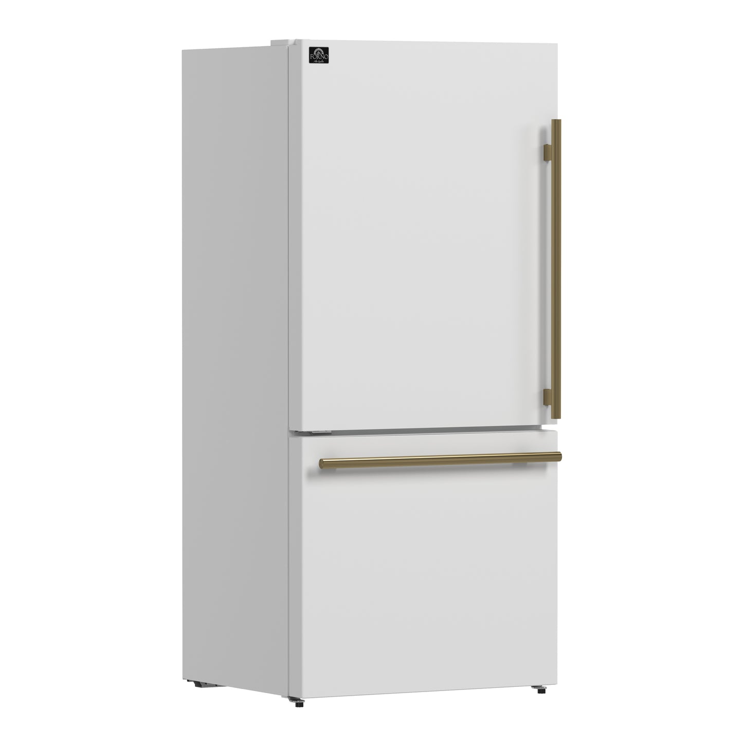 FORNO 2-Piece White Kitchen Bundle - 30" Induction Range and 31" Bottom Freezer Refrigerator