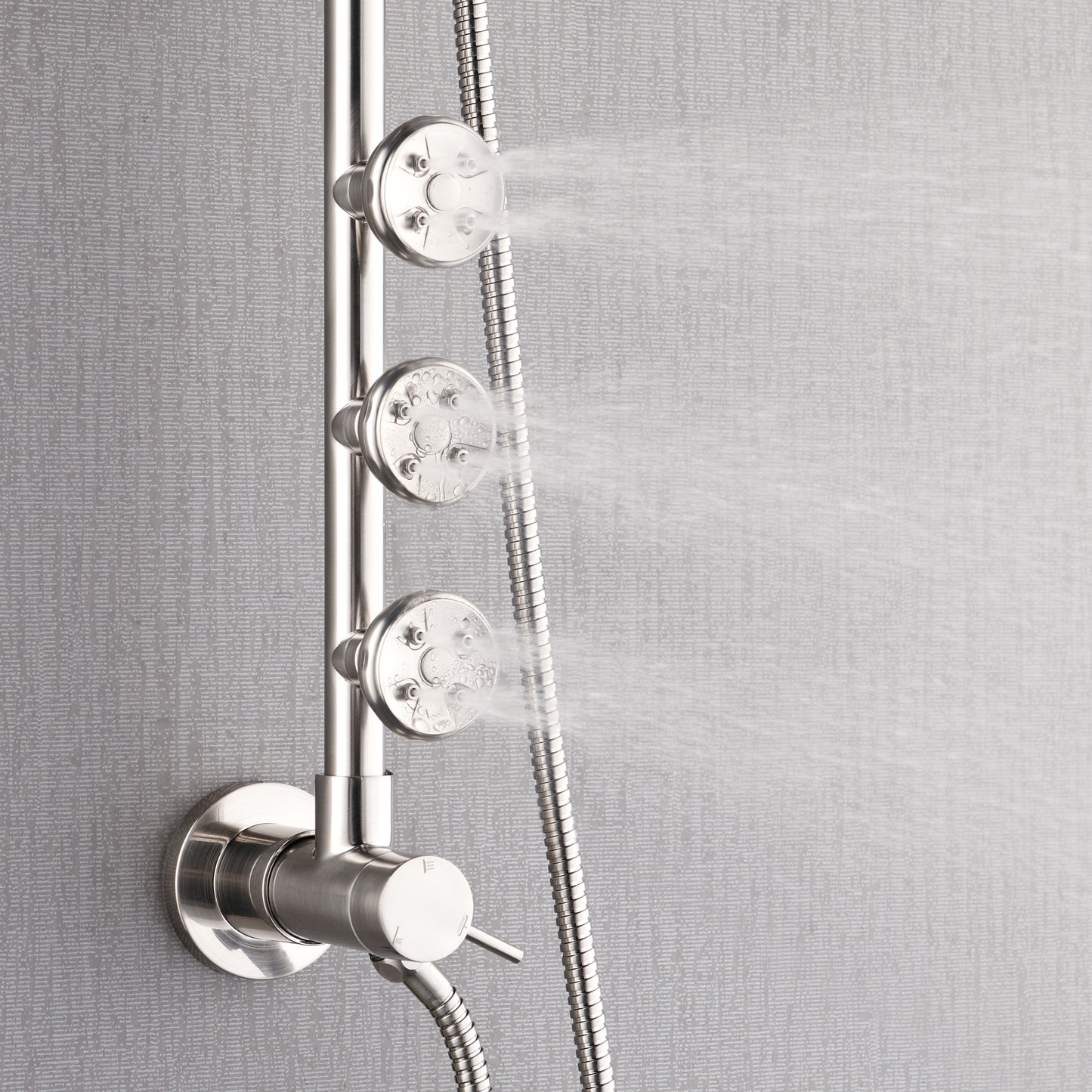 Forno Acqua AcquaSPA Retrofit Shower, Overhead Rainfall Shower, Handheld Shower Head, Body Jets, 6 Way Diverter, Brushed Nickel Finish, 2.5 GPM Flow Rate