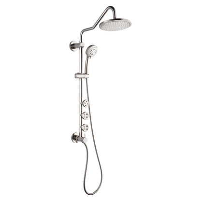 Forno Acqua AcquaSPA Retrofit Shower, Overhead Rainfall Shower, Handheld Shower Head, Body Jets, 6 Way Diverter, Brushed Nickel Finish, 2.5 GPM Flow Rate