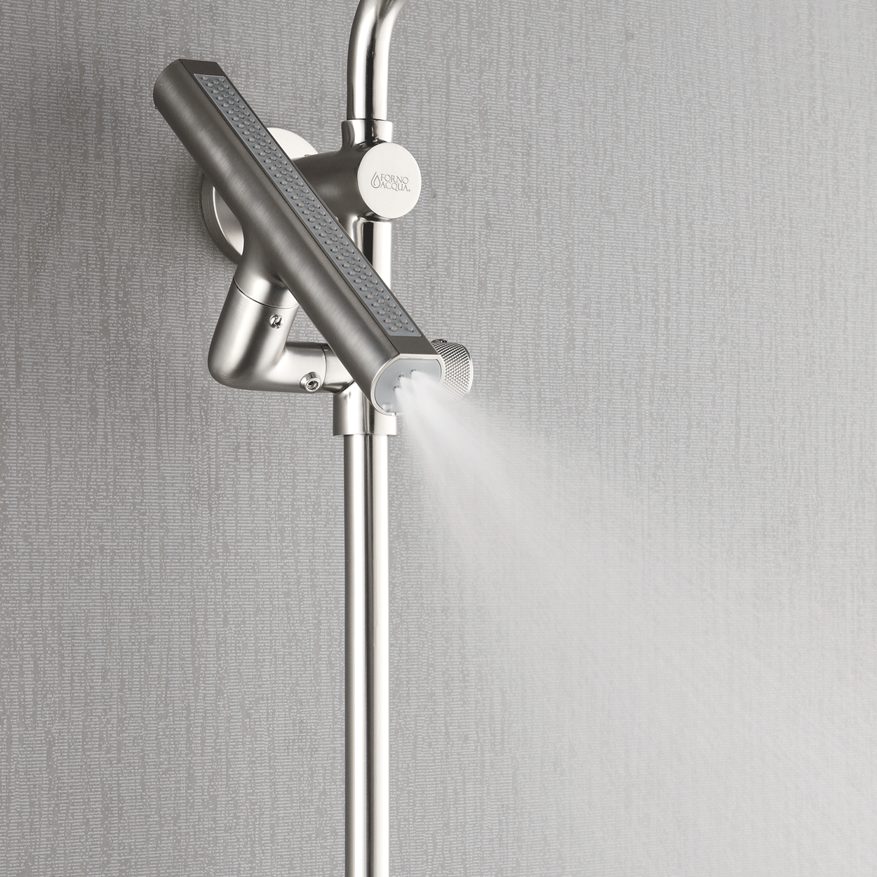 Forno Acqua AcquaFALL Shower, Brushed Nickel Finish, Overhead Rainfall Shower, Handheld Shower Head, Body Jets, 2.5 GPM Flow Rate