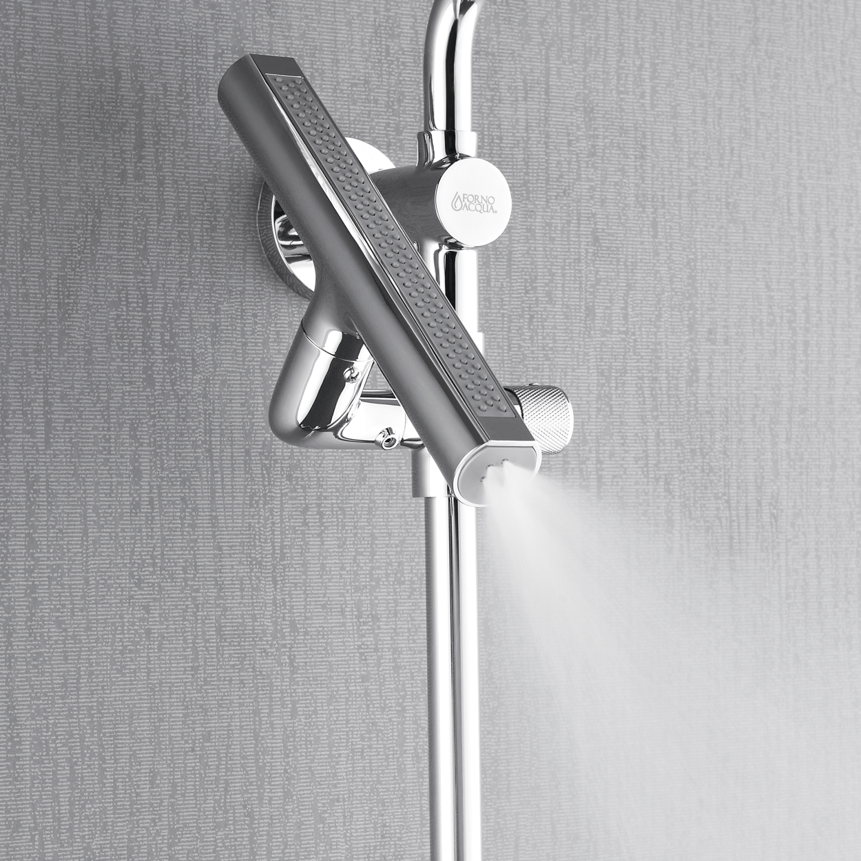 Forno Acqua AcquaFALL Shower, Polished Stainless Steel Finish, Overhead Rainfall Shower, Handheld Shower Head, Body Jets, 1.8 GPM Flow Rate