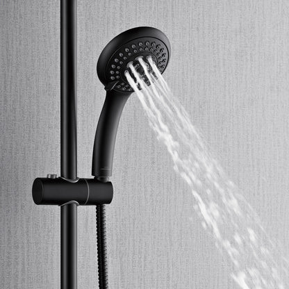 Forno Acqua AcquaFALL Shower, Matte Black Finish, Overhead Rainfall Shower, 7 Way Diverter, Handheld Shower Head, Body Jets, 2.5 GPM Flow Rate