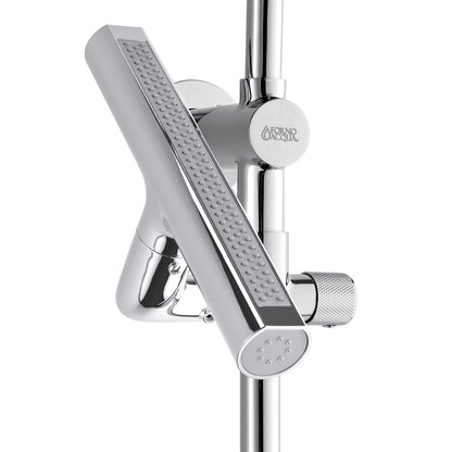 Forno Acqua AcquaFALL Shower, Polished Stainless Steel Finish, Overhead Rainfall Shower, 7 Way Diverter, Handheld Shower Head, Body Jets, 2.5 GPM Flow Rate