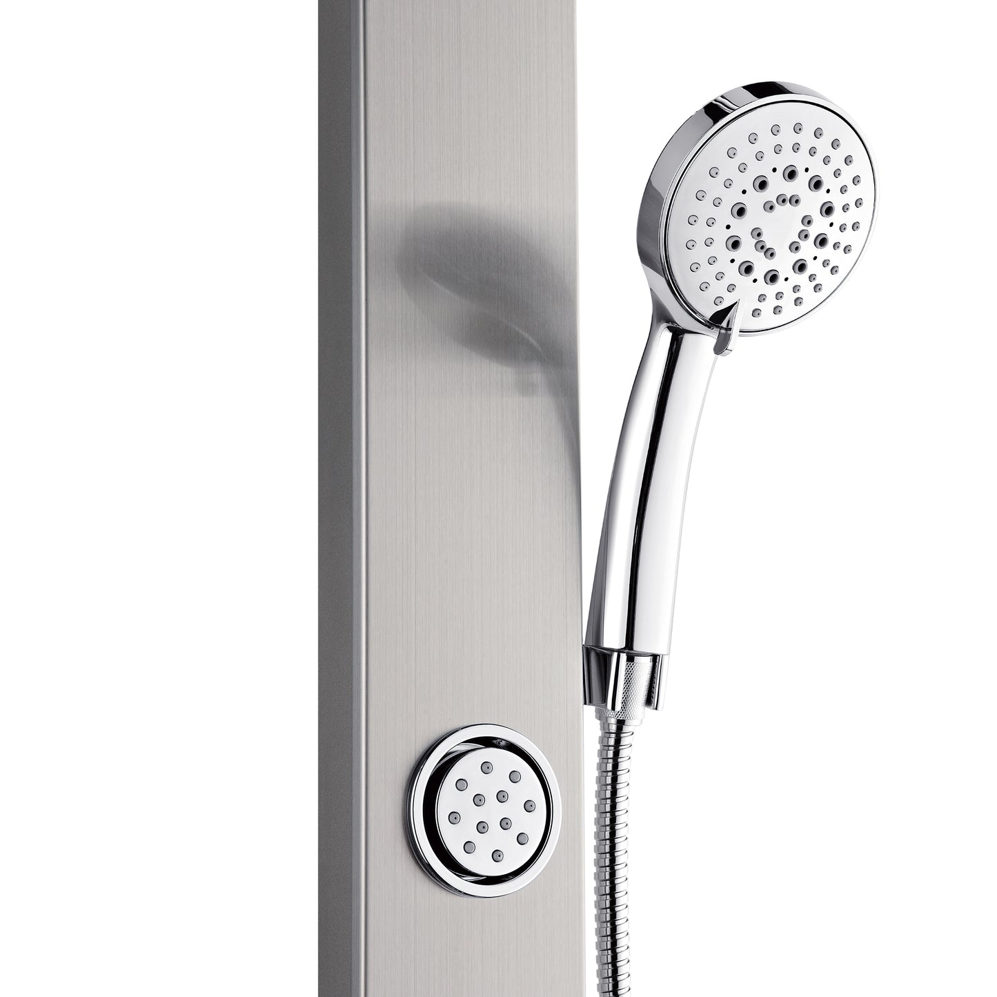 Forno Acqua AcquaSPA Shower Panel in Stainless Steel, Overhead Rainfall Shower, Handheld Shower Head, Body Jets, 1.8 GPM Flow Rate