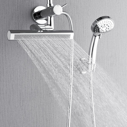 Forno Acqua AcquaFALL Mini Shower Head, Polished Stainless Steel Finish, Overhead Rainfall Shower, 7 Way Diverter, Handheld Shower Head, Body Jets, 2.5 GPM Flow Rate