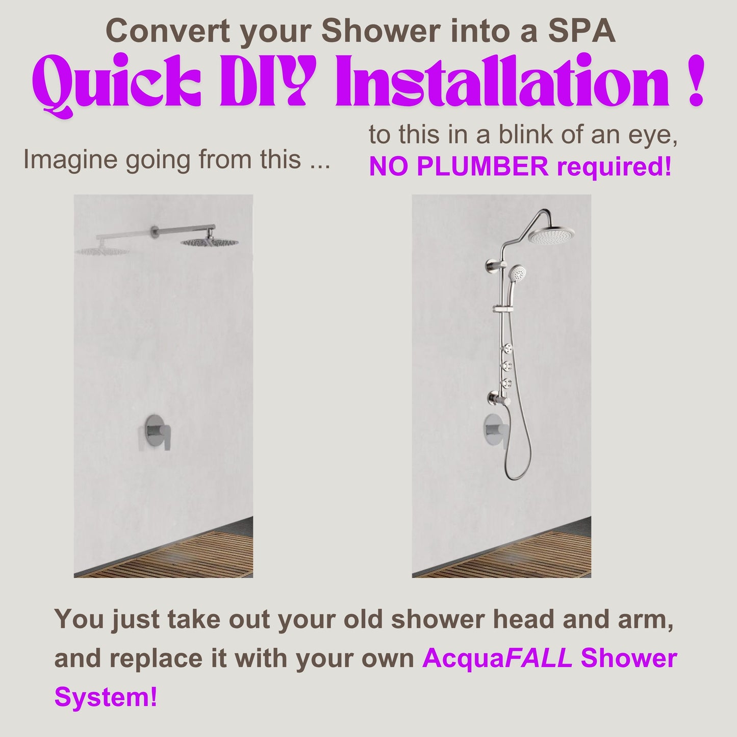 Forno Acqua AcquaSPA Retrofit Shower, Overhead Rainfall Shower, Handheld Shower Head, Body Jets, 6 Way Diverter, Polished Stainless Steel Finish, 1.8 GPM Flow Rate