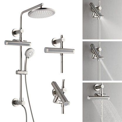 Forno Acqua AcquaFALL Shower, Brushed Nickel Finish, Overhead Rainfall Shower, Handheld Shower Head, Body Jets, 2.5 GPM Flow Rate