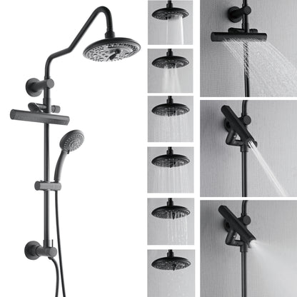 Forno Acqua AcquaFALL Shower, Matte Black Finish, Overhead Rainfall Shower, 7 Way Diverter, Handheld Shower Head, Body Jets, 2.5 GPM Flow Rate