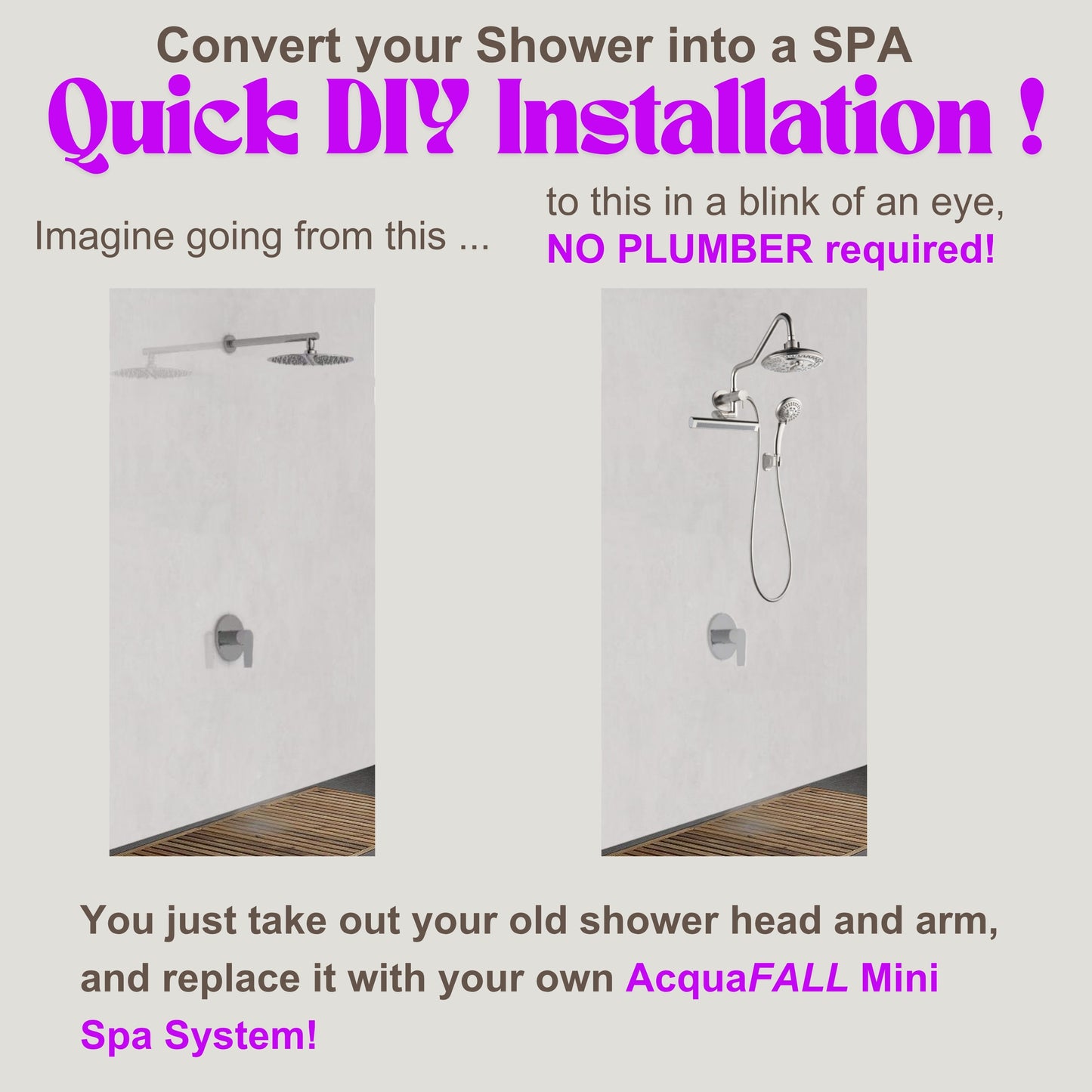 Forno Acqua AcquaFALL Mini 8 Inch Shower Head, Brushed Nickel Finish, Overhead Rainfall Shower, Handheld Shower Head, Body Jets, 2.5 GPM Flow Rate