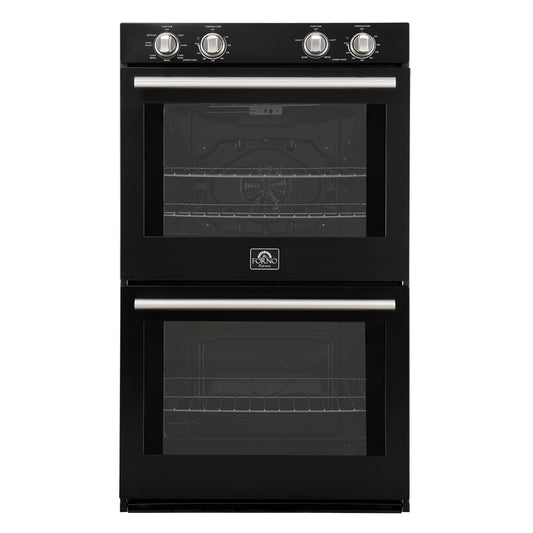 Forno Vomero 30-Inch Double Wall Oven, Black, 10 cu.ft Total Capacity, 7100W Convection, Mechanical Controls, Manuel Steam Clean