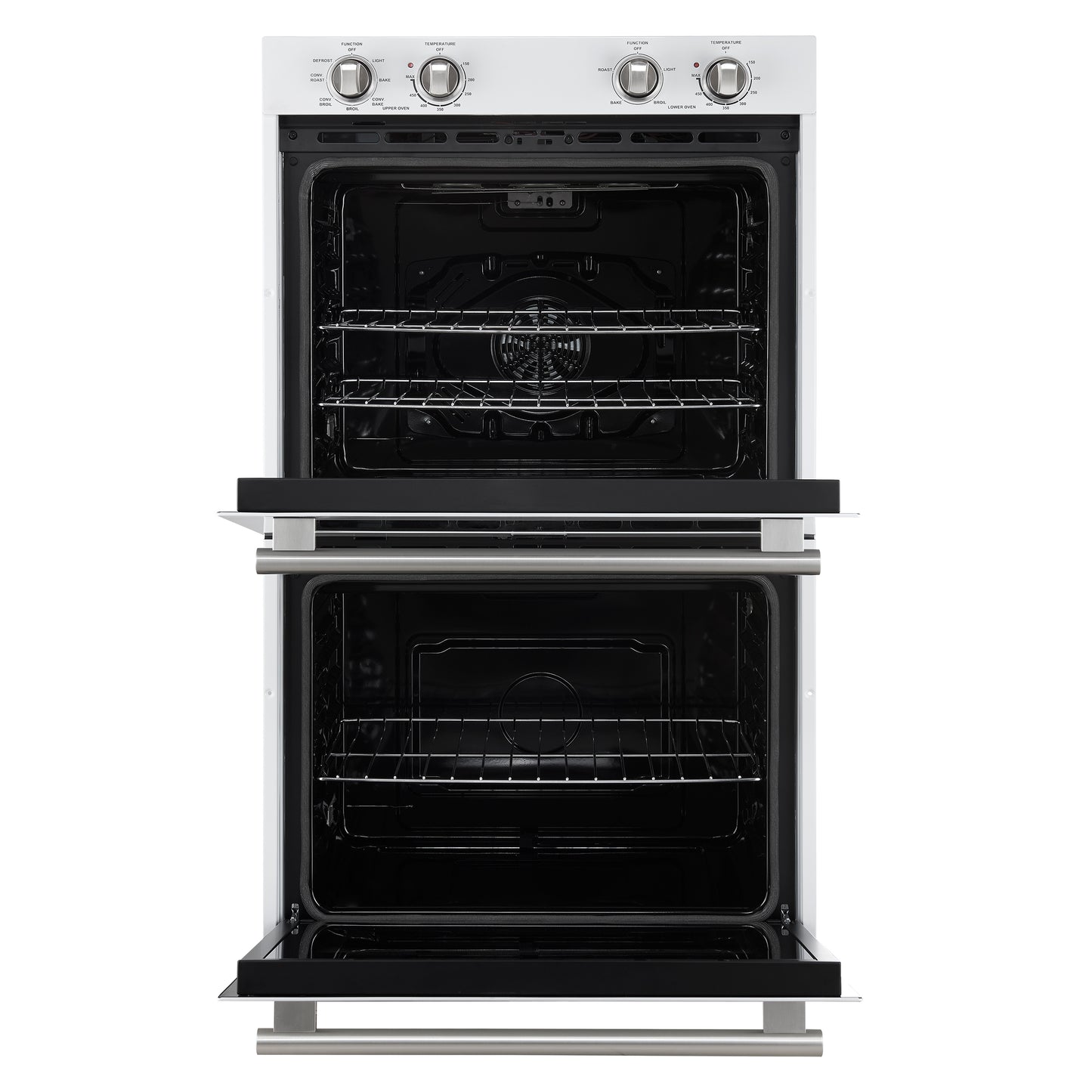 Forno Vomero 30-Inch Double Wall Oven, White, 10 cu.ft Total Capacity, 7100W Convection, Mechanical Controls, Manuel Steam Clean