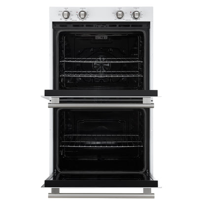 Forno Vomero 30-Inch Double Wall Oven, White, 10 cu.ft Total Capacity, 7100W Convection, Mechanical Controls, Manuel Steam Clean
