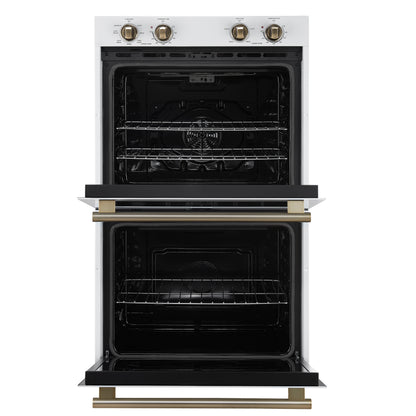 Forno Vomero 30-Inch Double Wall Oven, White, 10 cu.ft Total Capacity, 7100W Convection, Mechanical Controls, Manuel Steam Clean