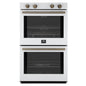 Forno Vomero 30-Inch Double Wall Oven, White, 10 cu.ft Total Capacity, 7100W Convection, Mechanical Controls, Manuel Steam Clean